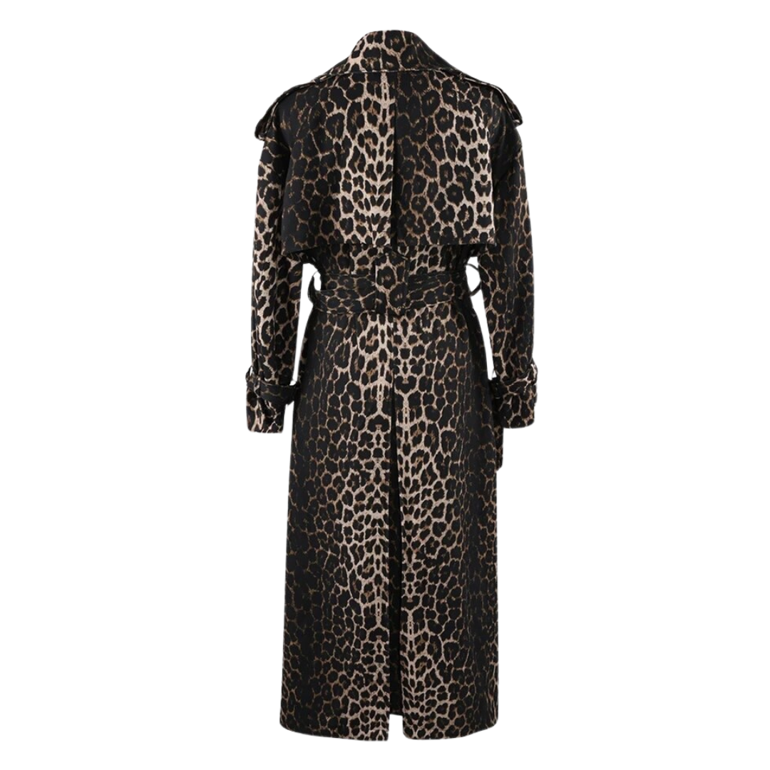 GOLDxTEAL designer leopard print trench coat.