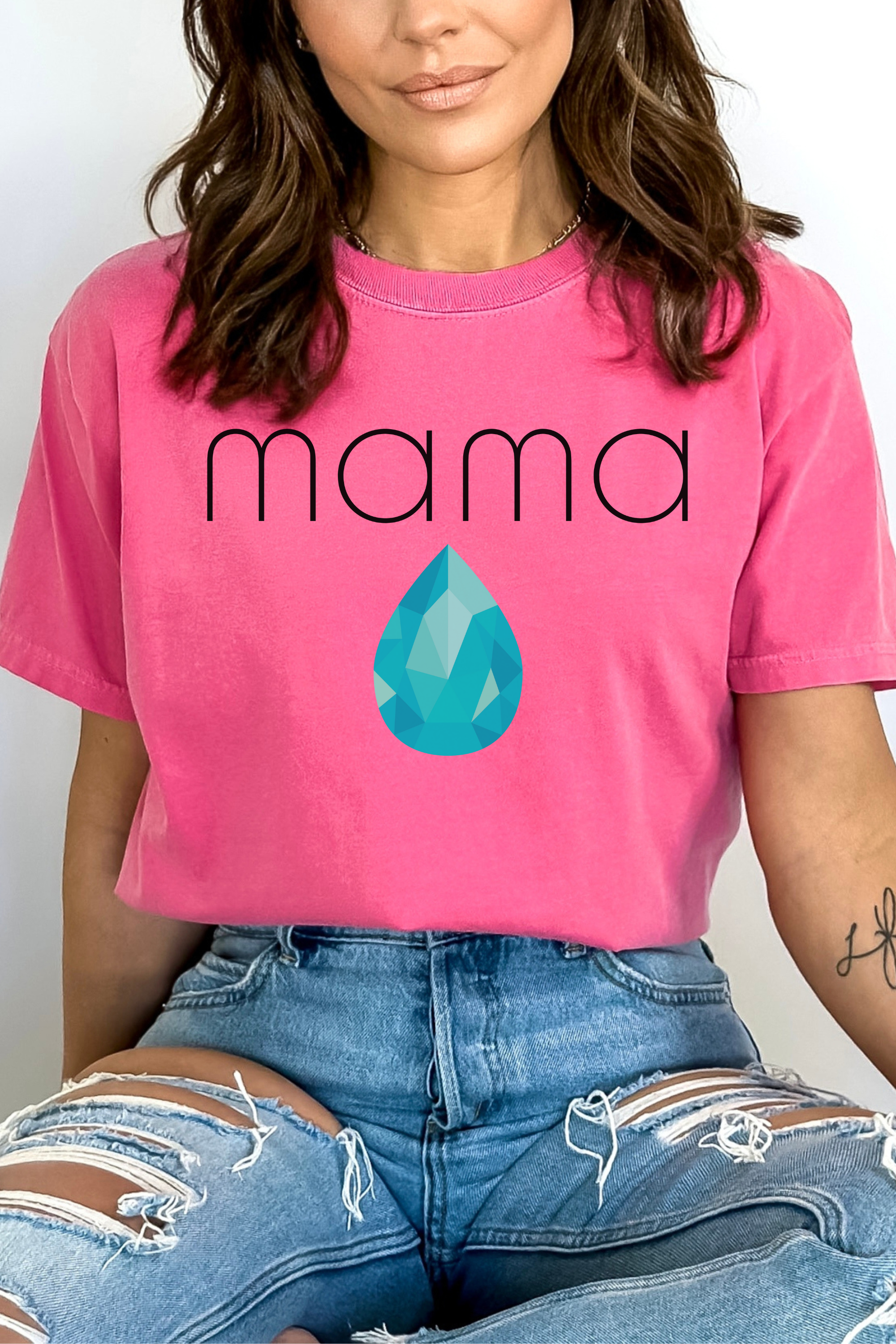 GOLDxTEAL Aquamarine gemstone custom mama tshirt.