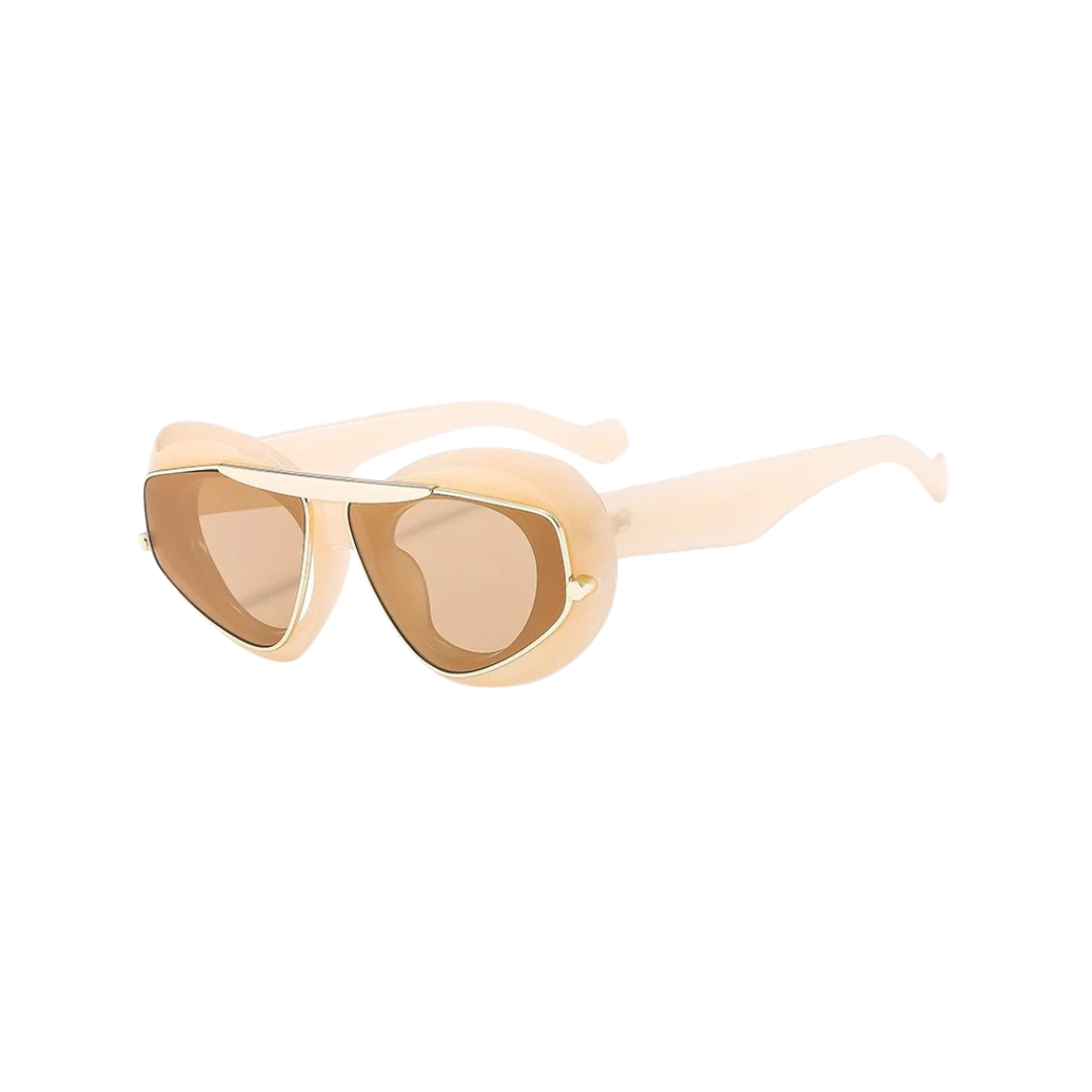GOLDxTEAL aviator frame sunglasses.