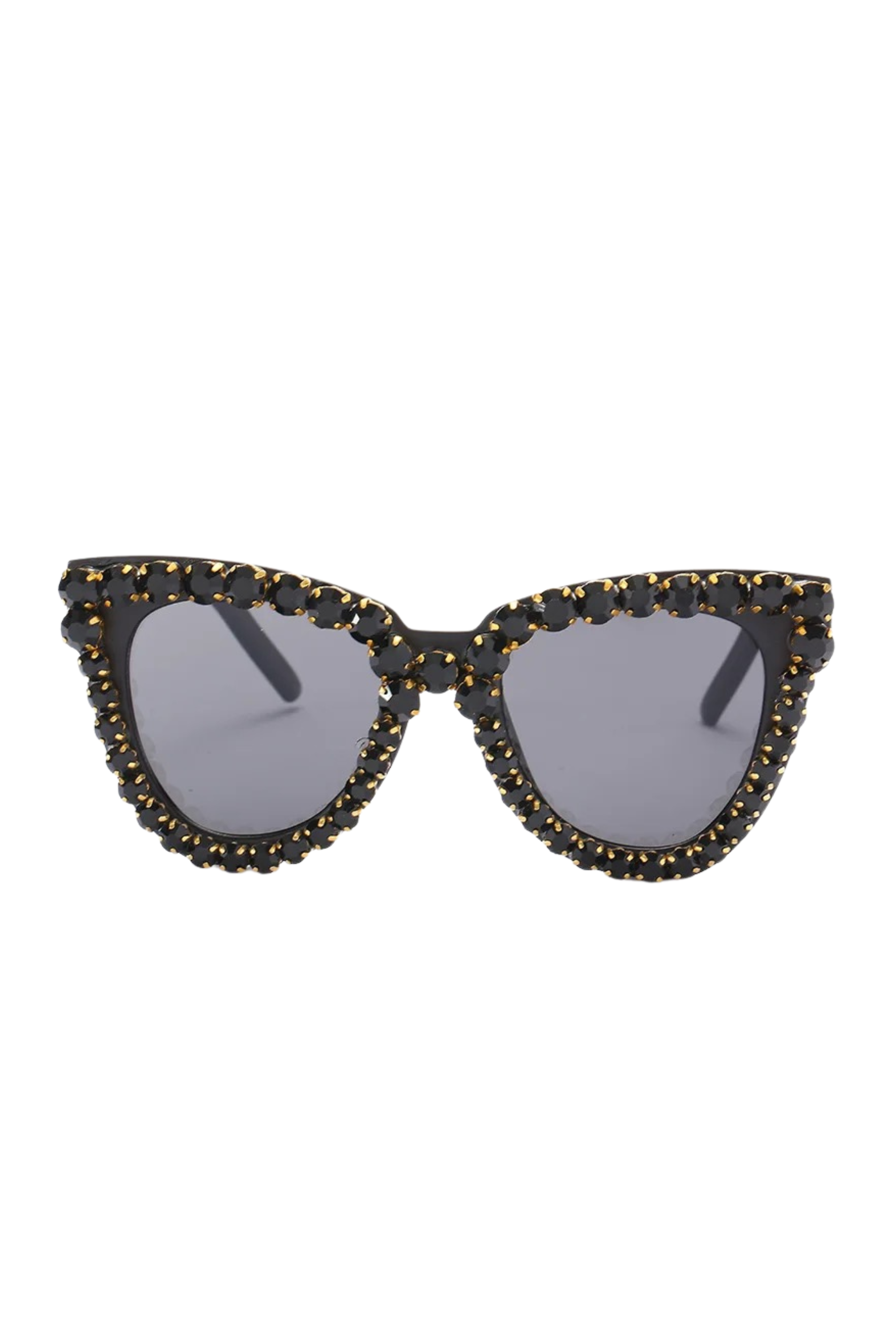 GOLDxTEAL embellished cat eye sunglasses.
