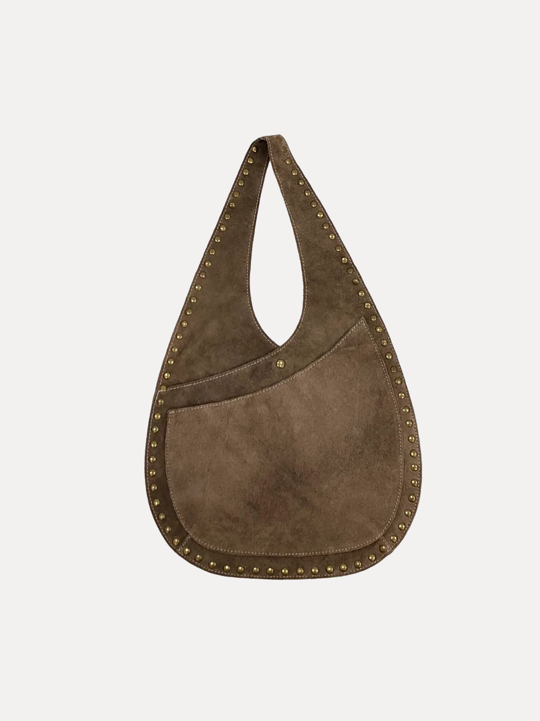 GOLDxTEAL gorgeous suede studded hobo handbag.