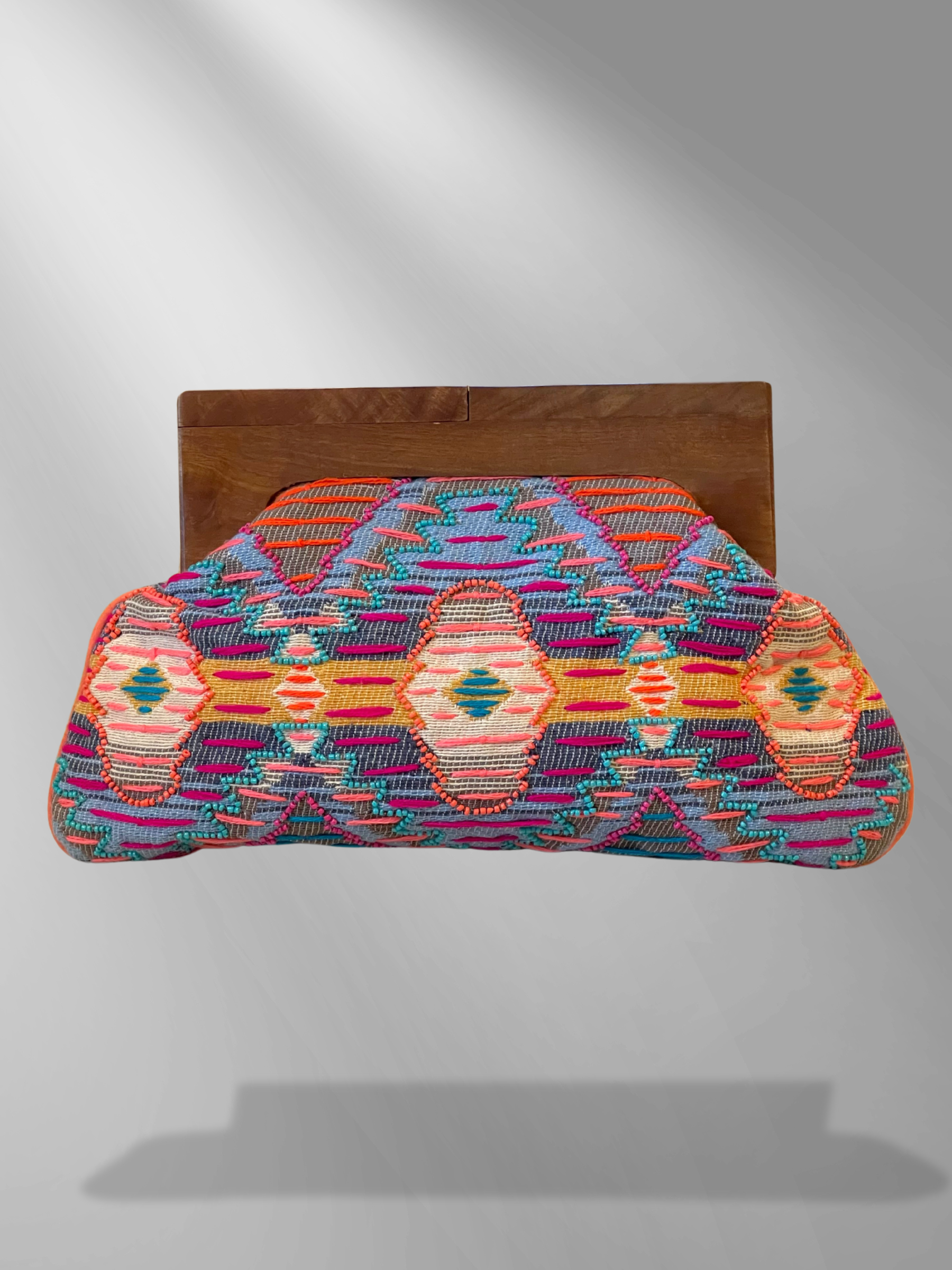 GOLDxTEAL colorful handmade beaded clutch.