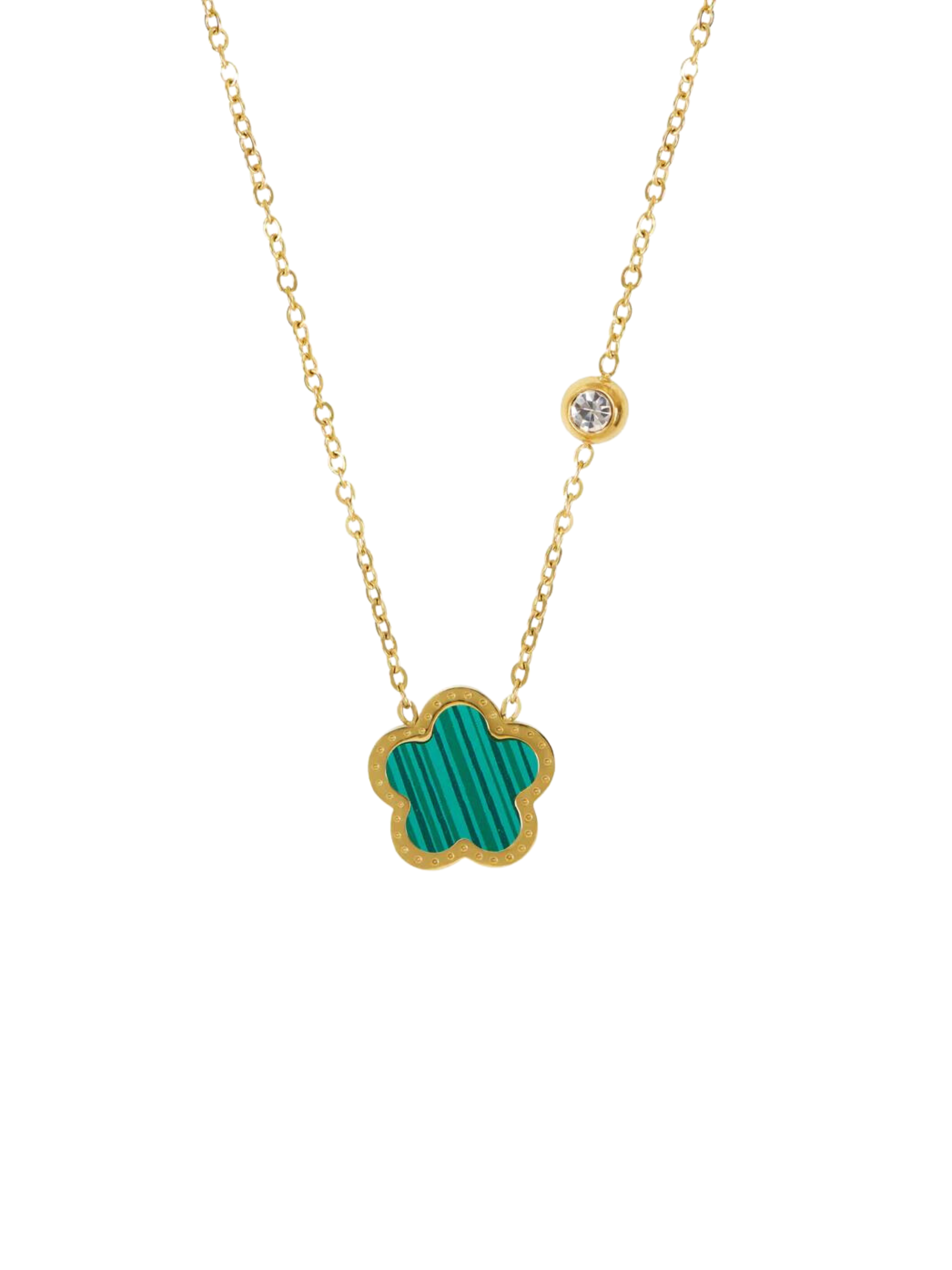 GOLDxTEAL gold plated clover pendant necklace.