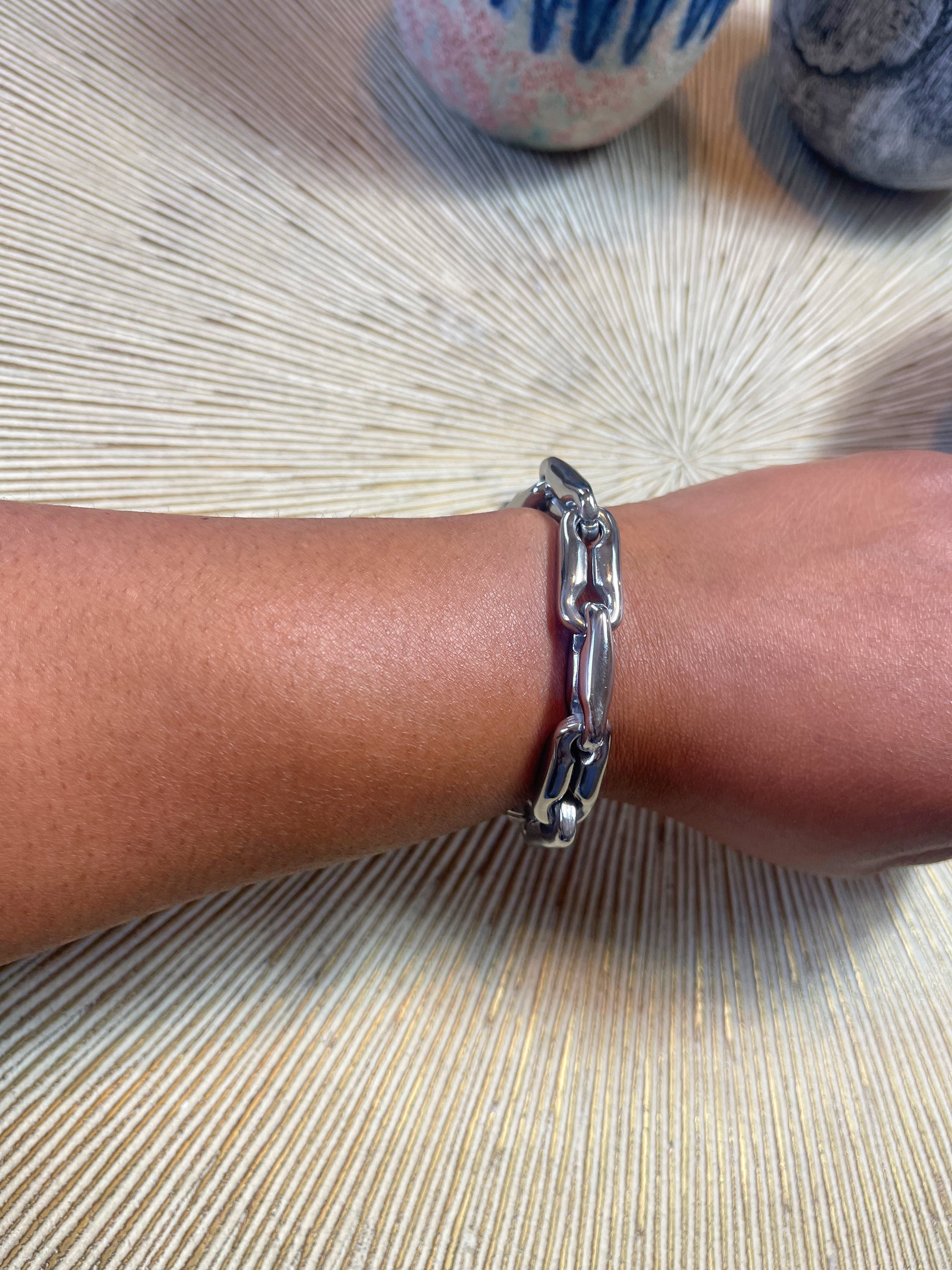 GOLDxTEAL chunky silver link bracelet.