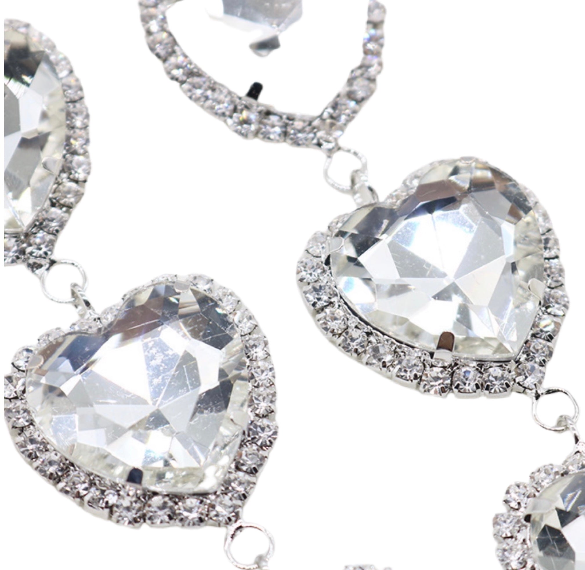 GOLDxTEAL crystal heart earrings. Gorgeous shimmering oversized long earrings.