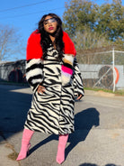 GOLDxTEAL gorgeous zebra print coat.