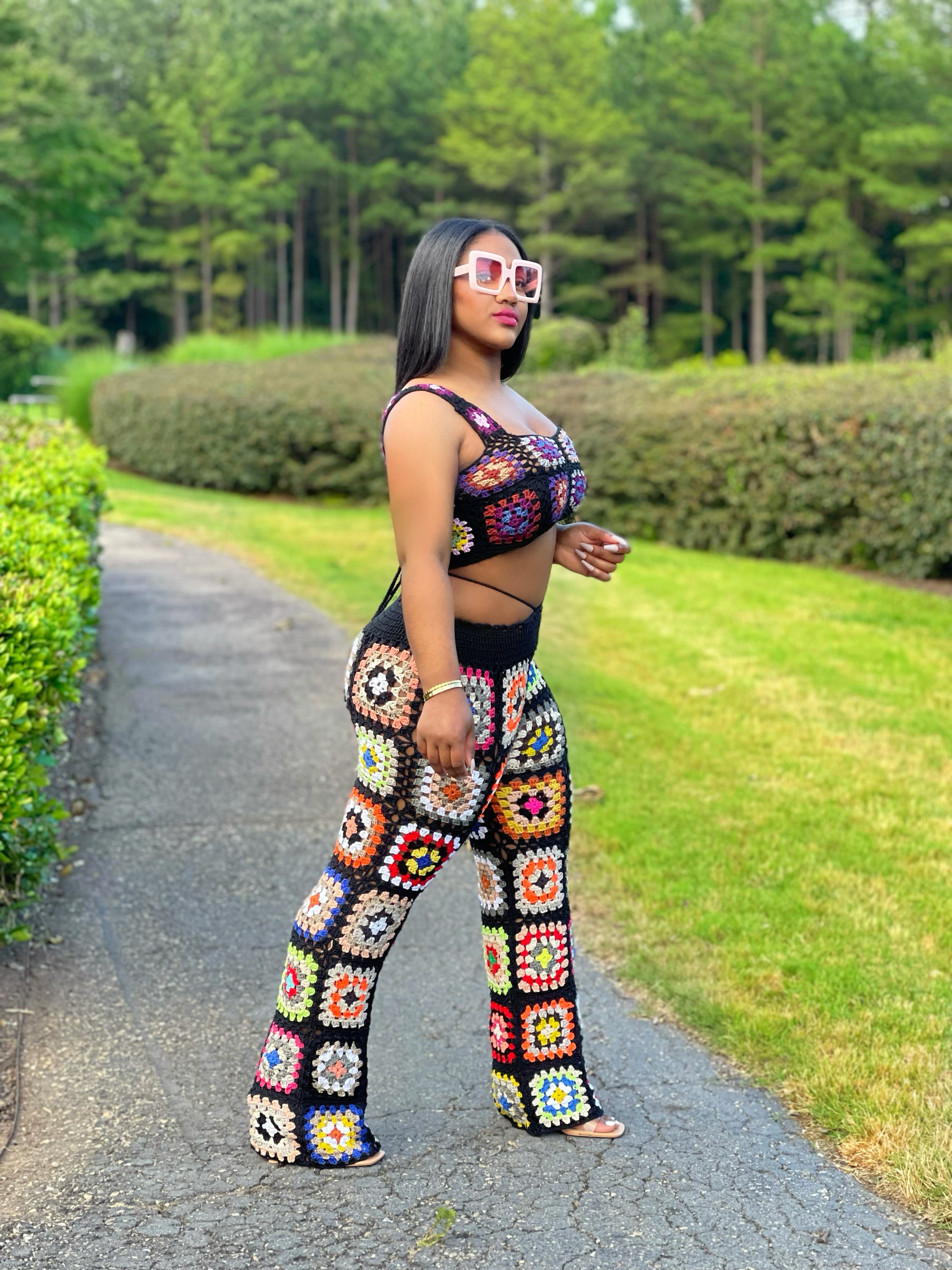 Crochet pants and top on sale