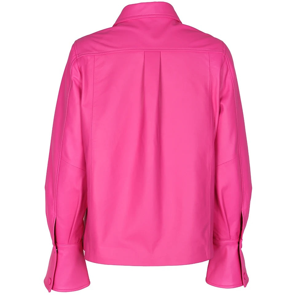 GOLDxTEAL pink leather shirt.