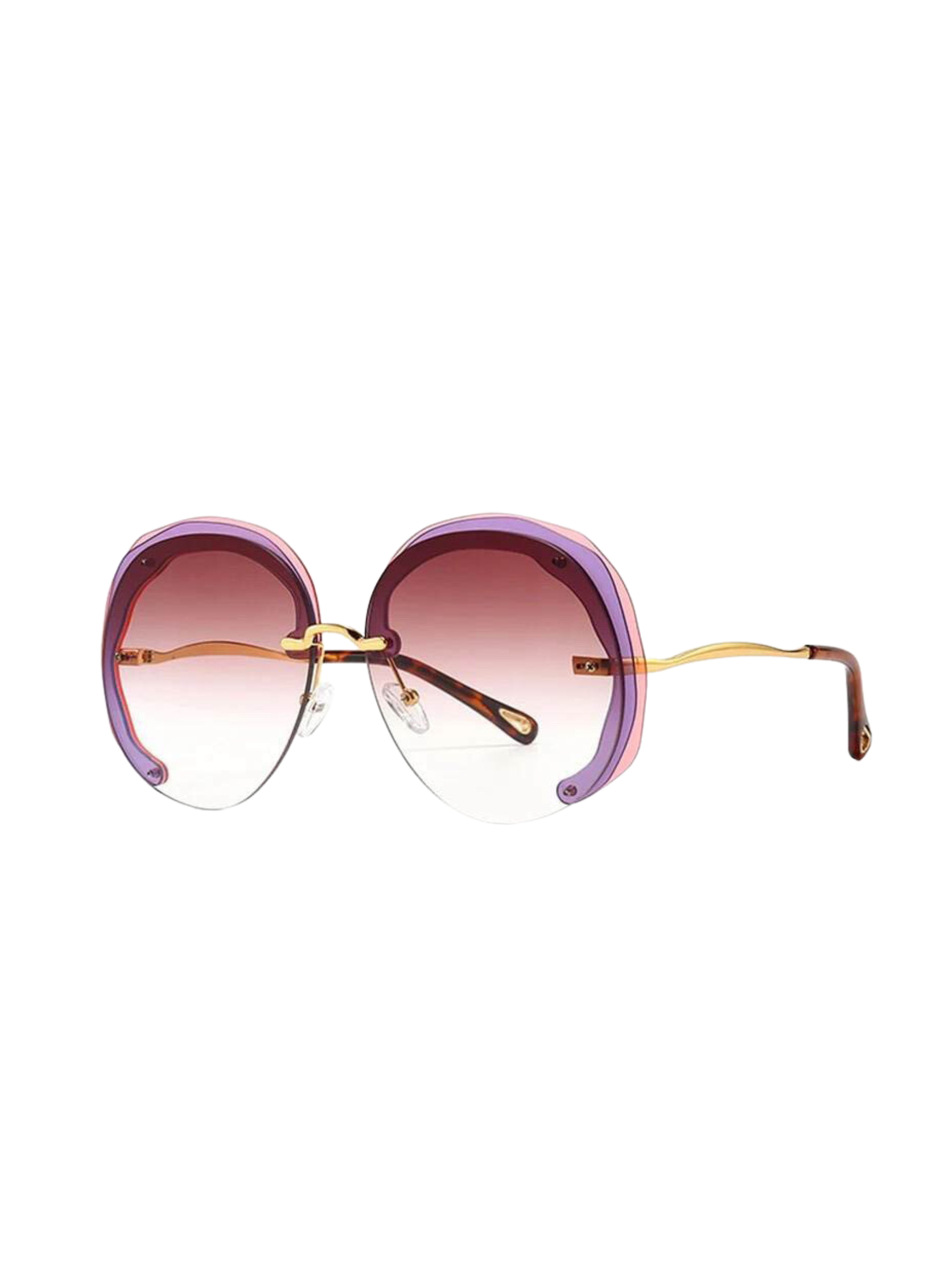 GOLDxTEAL stylish oversized rimless sunglasses.