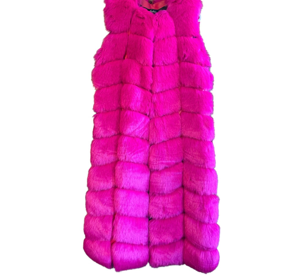 Fuchsia Faux Fur Vest – GOLD x TEAL