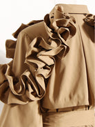 GOLDxTEAL ruffle sleeve trench coat.